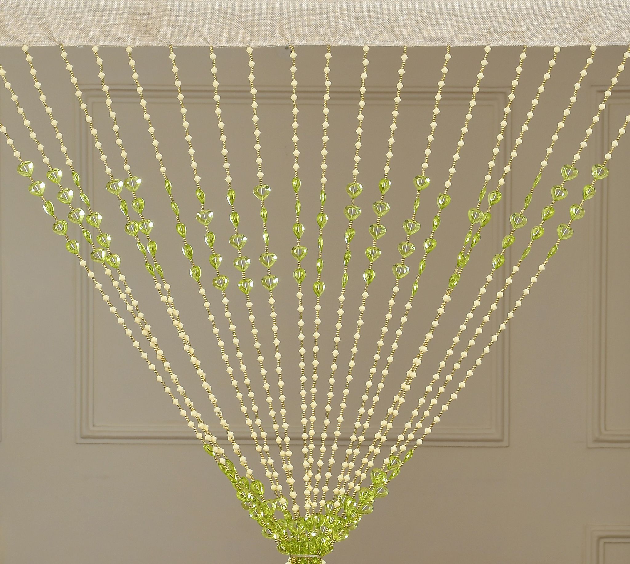 AFSN Home Polyvinyl Chloride Fancy Sparkling Striped Beads Heart Beaded Curtain Rod Pocket Door, Home & Office Decoration, Pack of 1 GREEN