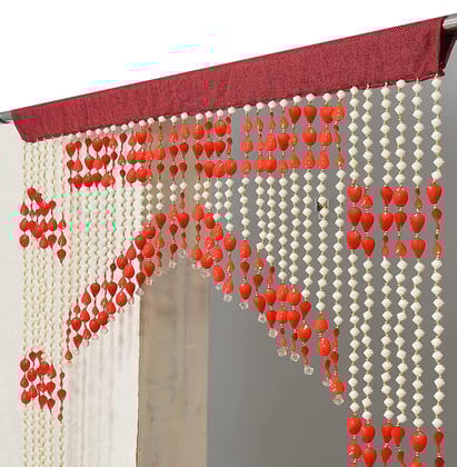 AFSN Polyvinyl Chloride Fancy Sparkling Striped Beads String Door Curtain for Room Divider, Pooja Room, Mandir I MAROON-RED