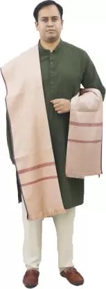 Vrinde Wool Self Design Men, Women Shawl  (Beige)
