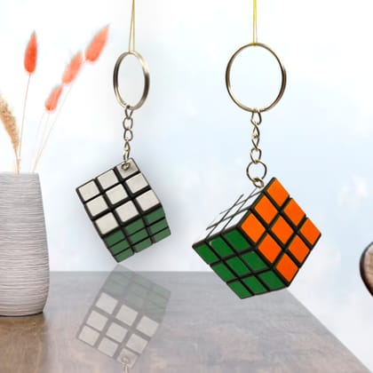 Magic Puzzle Cube Stylish Keychains Rings Combo  Pack of 2