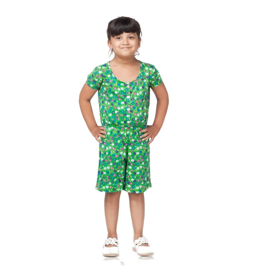 PROTEENS Allover Floral Printed Girls Short Sleeves Jumpsuit