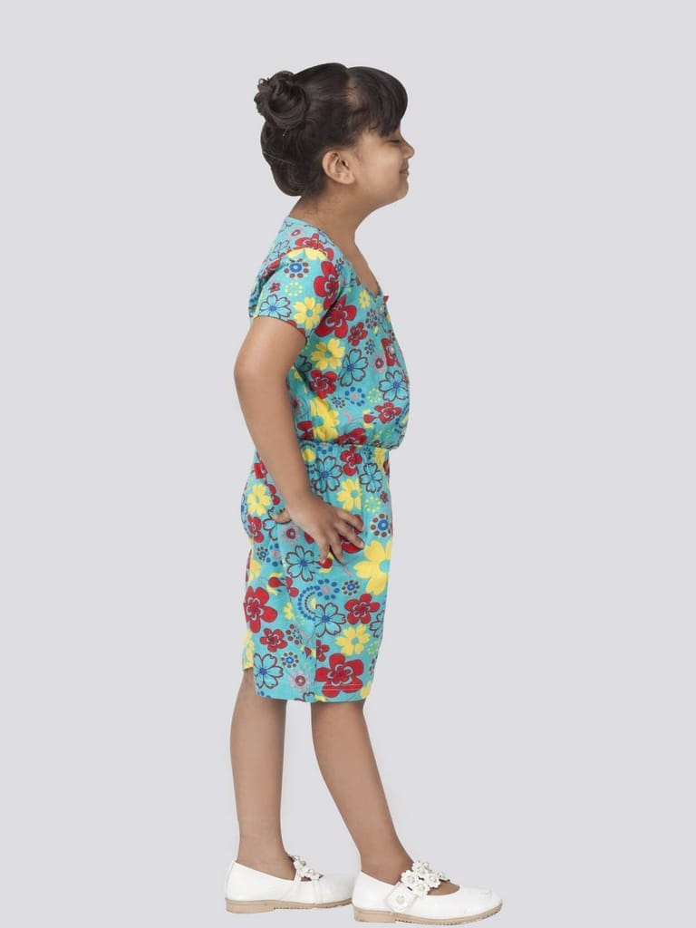 PROTEENS Allover Floral Printed Girls Short Sleeves Jumpsuit