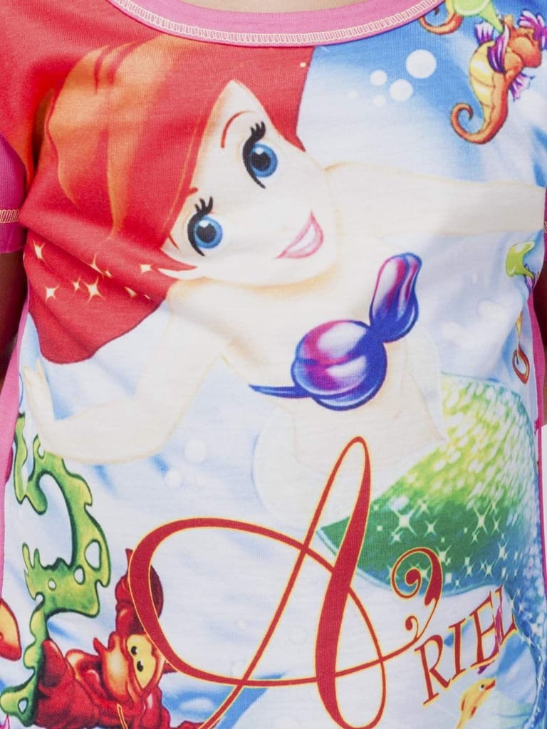 PROTEENS Mermaid Printed Half Sleeves Round Neck Girls Night Suit