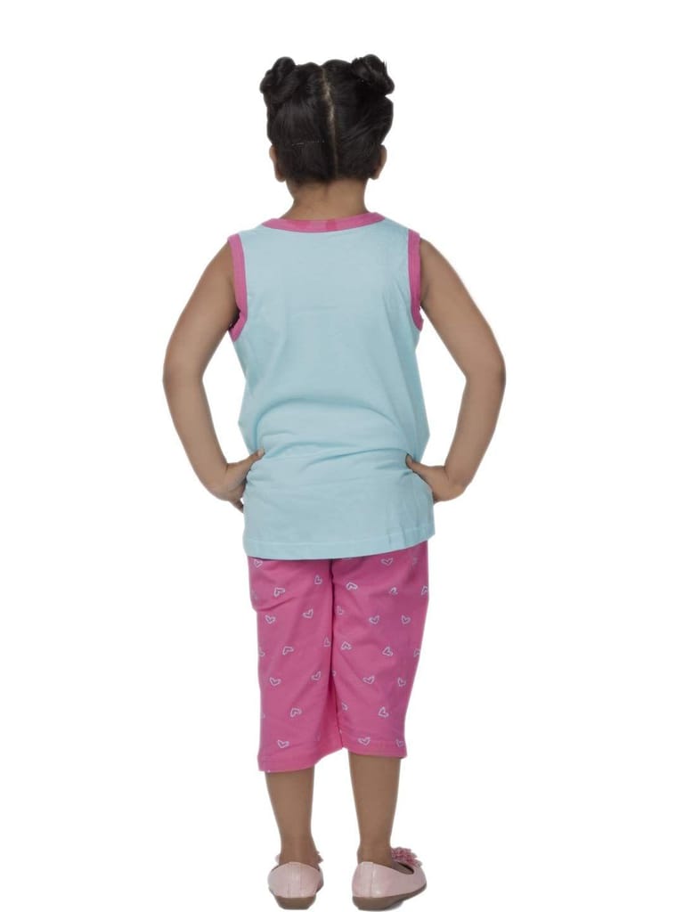 PROTEENS Cindrella Printed Sleeveless Round Neck Girls Night Suit