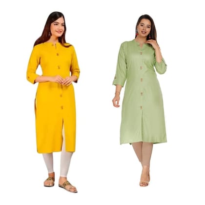MIAPPI Women Solid Viscose Rayon Straight Kurta (I1-P)