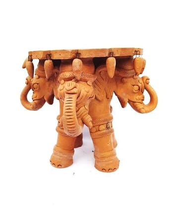 BAPCL 12 Inch Terracotta Elephant Table for outdoors Indoors Gardens Home Decoration