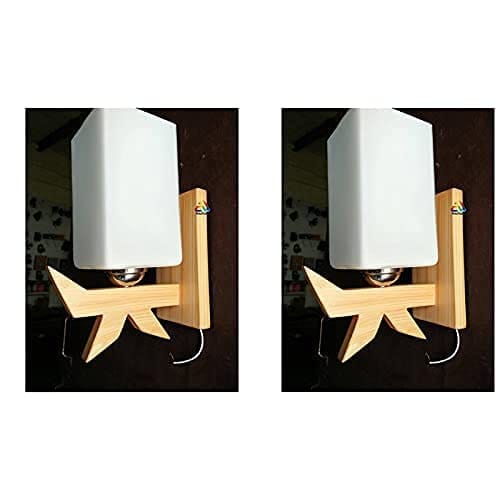 Axutum Fancy Design Glass & Wooden Wall Light Lamp for Bedroom/Living Room/Dining/Restaurants/Coffee Shop/Balcony/Home & Office Décor - Set of 2