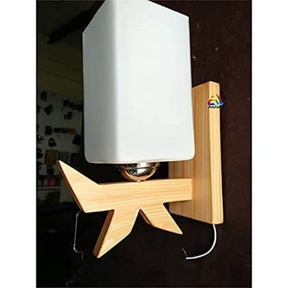 Axutum Fancy Design Glass & Wooden Wall Light Lamp for Home Bedroom/Living Room/Dining/Restaurants/Coffee Shop/Balcony & Office Décor - Set of 1