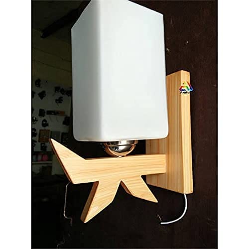 Axutum Fancy Design Glass & Wooden Wall Light Lamp for Home Bedroom/Living Room/Dining/Restaurants/Coffee Shop/Balcony & Office Décor - Set of 1