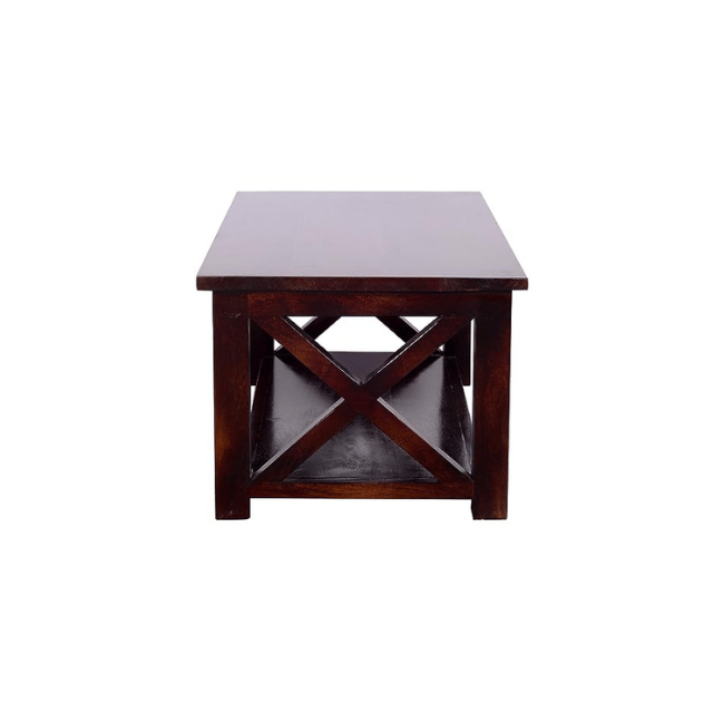 Solid Wood Coffee Table (Walnut Finish, Brown)