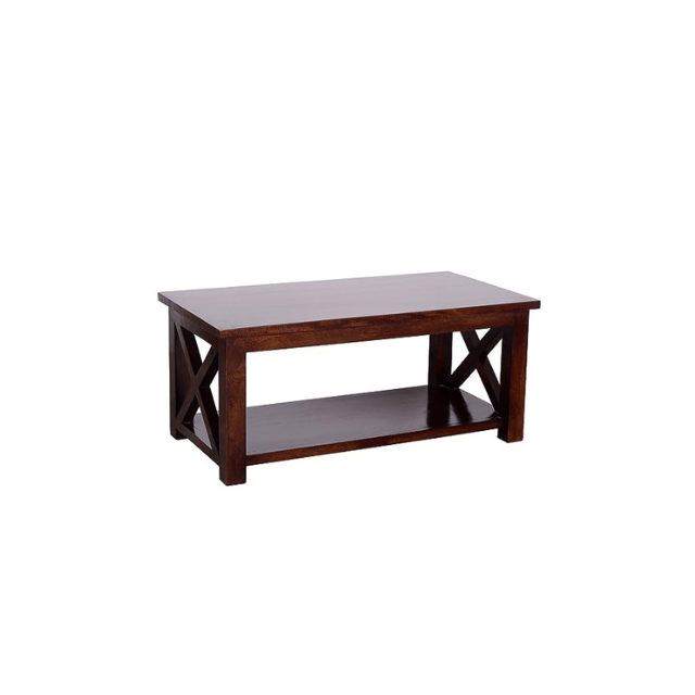 Solid Wood Coffee Table (Walnut Finish, Brown)