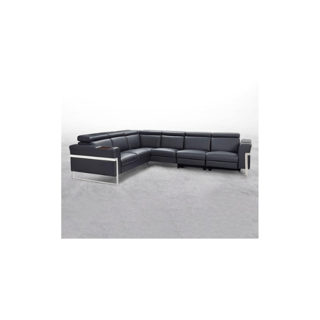 Leather Corner Sofa (Black)