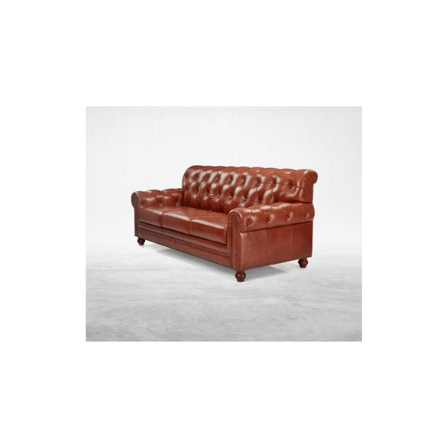 3 Seater Sofa Chesterfield Faux Leather Rolled Arm Living Room, Bed Room,Hallway Cushioned Lounge Three Seater Sofa |Luxury Rest 3 Seater Sofa  (Brown)