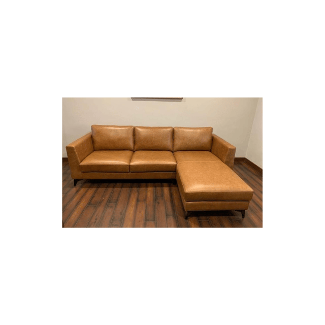 6 Seater Leather L Shape Sofa for Living Room - (Right Side, Brown)