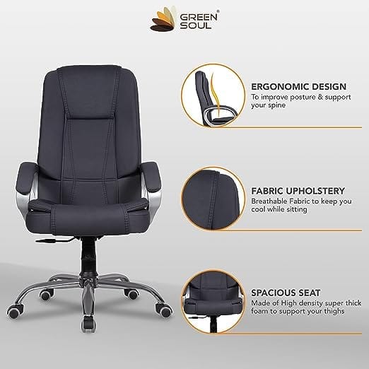 Premium Fabric Office Chair, High Back Ergonomic Home Office Executive Chair with Spacious Cushion Seat & Heavy Duty Metal Base