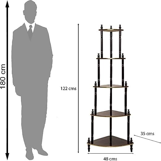 Wooden Corner Table with 5 Shelves (Brown)
