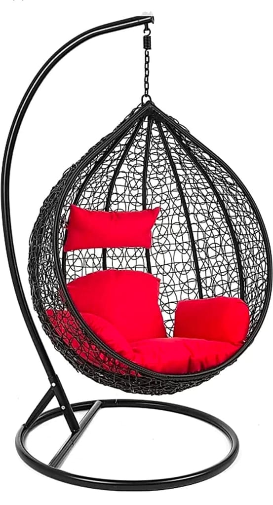 Swing Chair with Powder Coated Iron Stand for Home Hanging Swings for Indoor, Outdoor, Home, Patio, Yard, Balcony, Garden