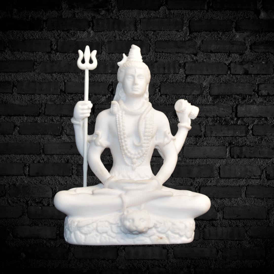 Aaradhak Divine Serenity Shiv Resin Statue - 3 Inches High, Multicolor and White - Exquisite Detailing for Spiritual Bliss (White)