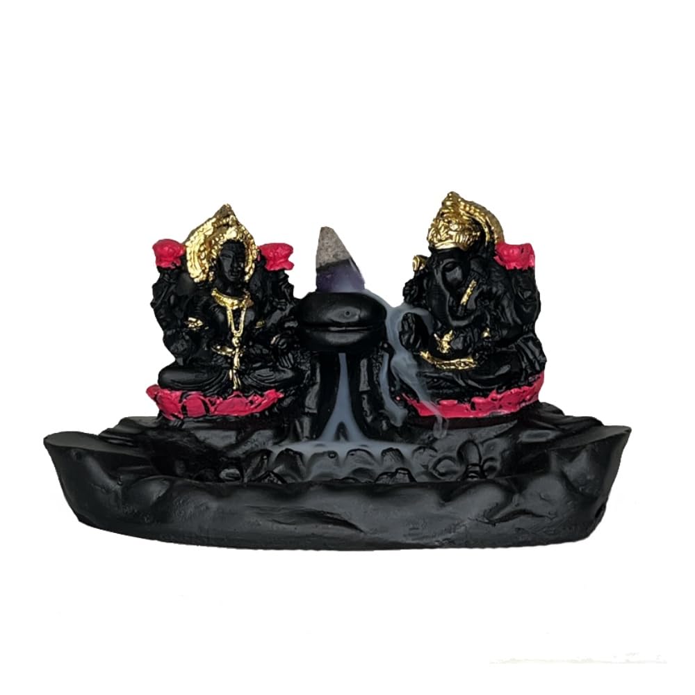 Aaradhak Lord Laxmi Ganesha Murti Fountain Smoke Backflow Smoke Fountain Incense Burner with Free 10 Backflow Incense Cones Sticks