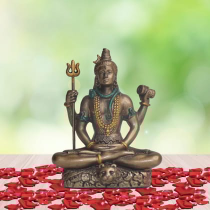 Aaradhak Divine Serenity Shiv Resin Statue - 3 Inches High, Multicolor and White - Exquisite Detailing for Spiritual Bliss (Multicolor)