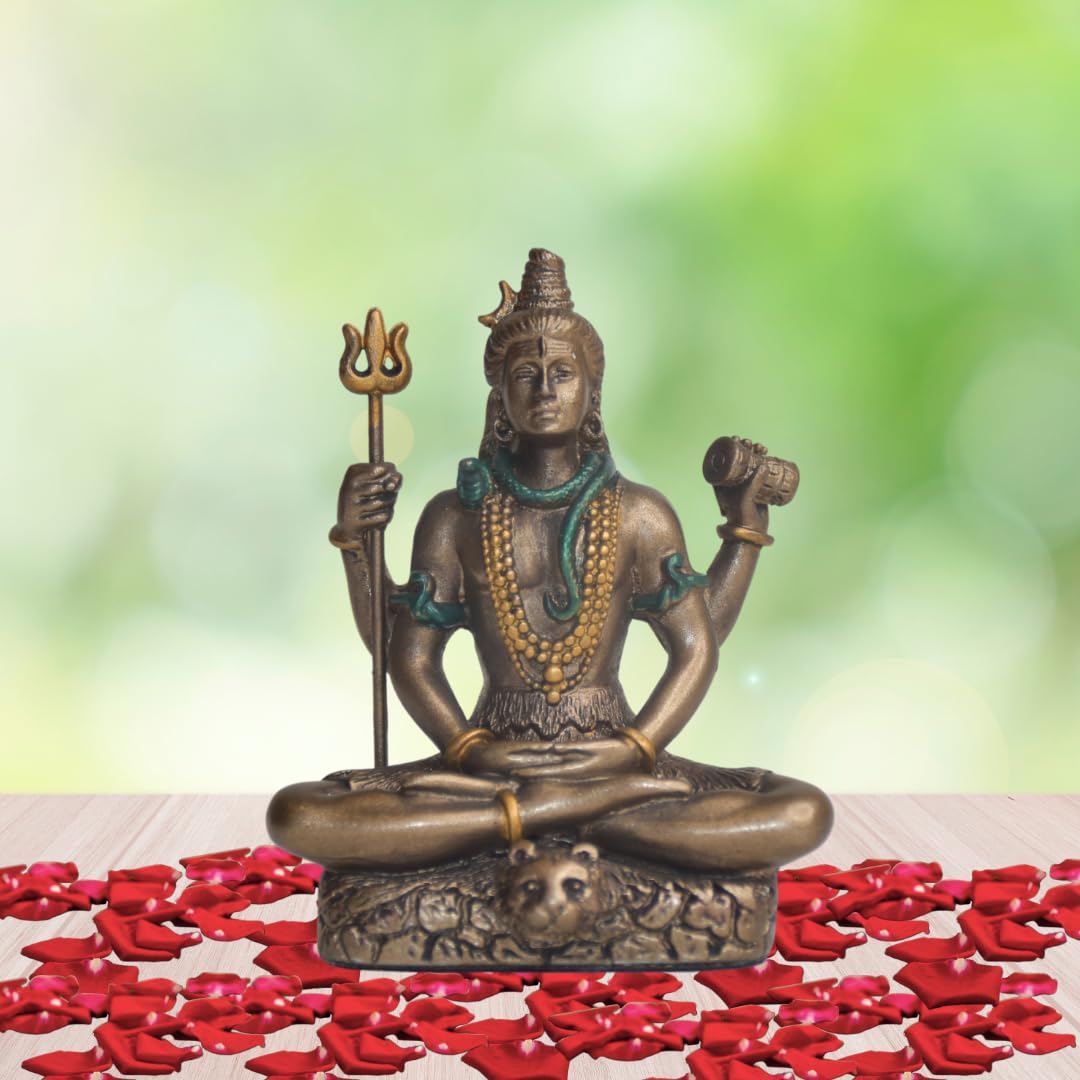 Aaradhak Divine Serenity Shiv Resin Statue - 3 Inches High, Multicolor and White - Exquisite Detailing for Spiritual Bliss (Multicolor)
