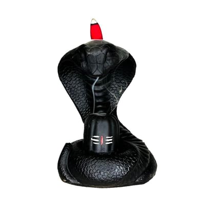 Aaradhak Naag with Shivling Smoke Fountain Incense Burner with Free 10 Backflow Incense Cones Sticks (Black)