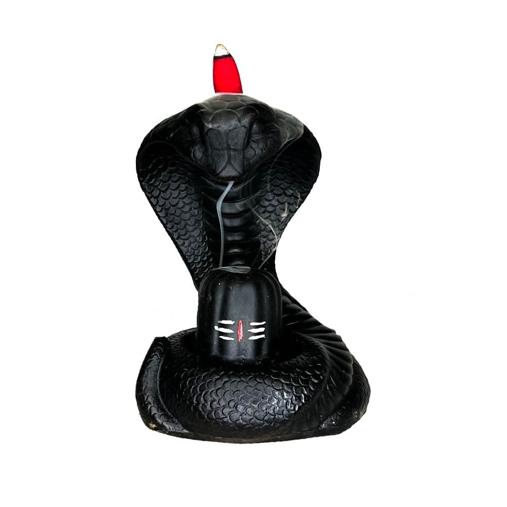 Aaradhak Naag with Shivling Smoke Fountain Incense Burner with Free 10 Backflow Incense Cones Sticks (Black)