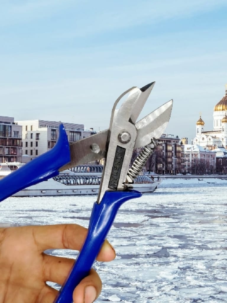 Pilerman Katiya Popat Heavy Wire Cutter/Metal Cutter/Sheet Cutter/Tin Cutter (KP-Blue-8")