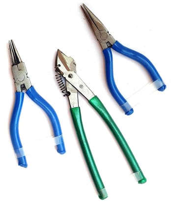 PILERMAN Silk Thread Jewellery Making Pliers Combo Long Nose, Round Nose and Side Cutter Pliers - Pack of 3 Pieces (JK-3 MSF-Blue)