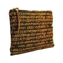 Clean Planet Eco-Friendly Handmade Reusable Washable Multipurpose Soft Cotton Yellow Color Mantra Printed Pouch with Zip for Women and Girls