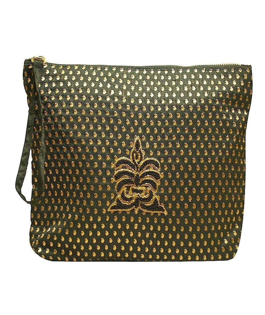 Clean Planet Eco-Friendly Handwoven Varanasi Silk Pouch/Clutch for Women for Party | Casual | Travel | Office use | Gifting Ideas - 21 x 24 Cm