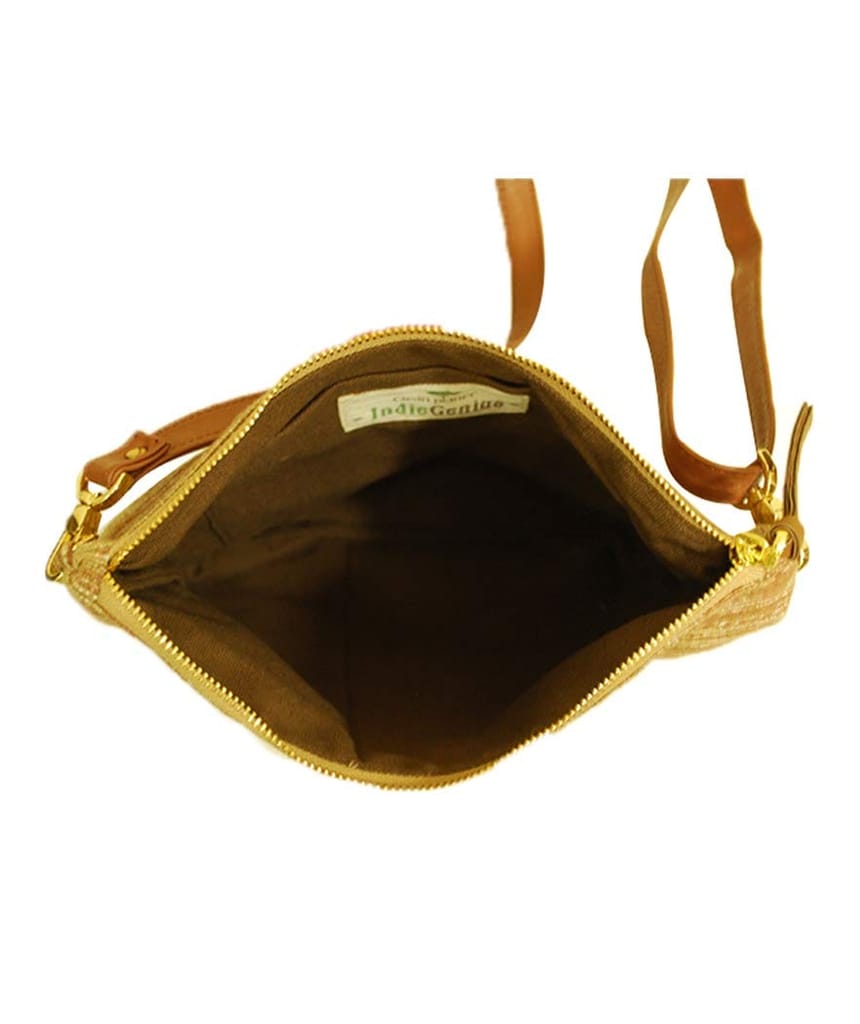 Clean Planet Handcrafted Eco-Friendly Women’s Khadi Sling Bag - (25 x 23 Cm)