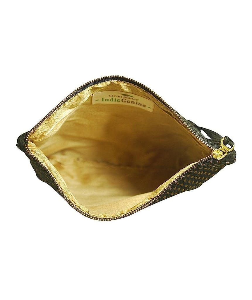 Clean Planet Eco-Friendly Handwoven Varanasi Silk Pouch/Clutch for Women for Party | Casual | Travel | Office use | Gifting Ideas - 21 x 24 Cm