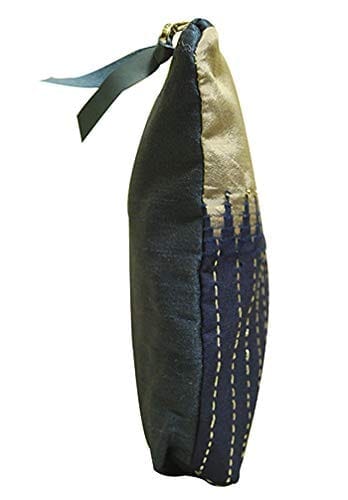 Clean Planet Handcrafted Vintage Blue Silk Multi-purpose Zipper Travel Pouch/Ladies Makeup Bag - 22 x 15 x 7 Cm