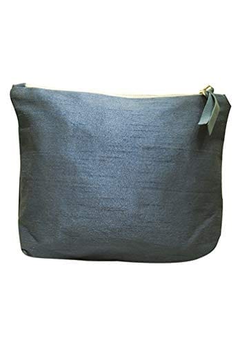 Clean Planet Handcrafted Vintage Blue Silk Multi-purpose Zipper Travel Pouch/Ladies Makeup Bag - 22 x 15 x 7 Cm
