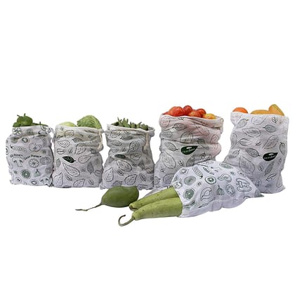 Clean Planet Cotton Vegetable Storage Bags for Fridge, Eco-Friendly Bags, Non-Toxic, Washable, Reusable, Non-Toxic, Washable Vegetables and Fruits Storage Bag - (Set of 8 Regular -10" x 12")