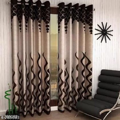 Designer Polyester Door Curtains  7X4 ft (Pack Of 2)