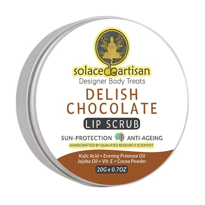 SolaceDeArtisan Delish Chocolate Sun Protection & Ageing Control  Lip Scrub, 20 gm