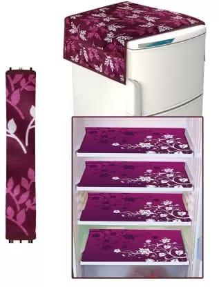 iLiv Exclusive Combo - 1 cotton Fridge Mat , 1 Handle cover , 4 Fridge mats ( 6 Pcs Set )