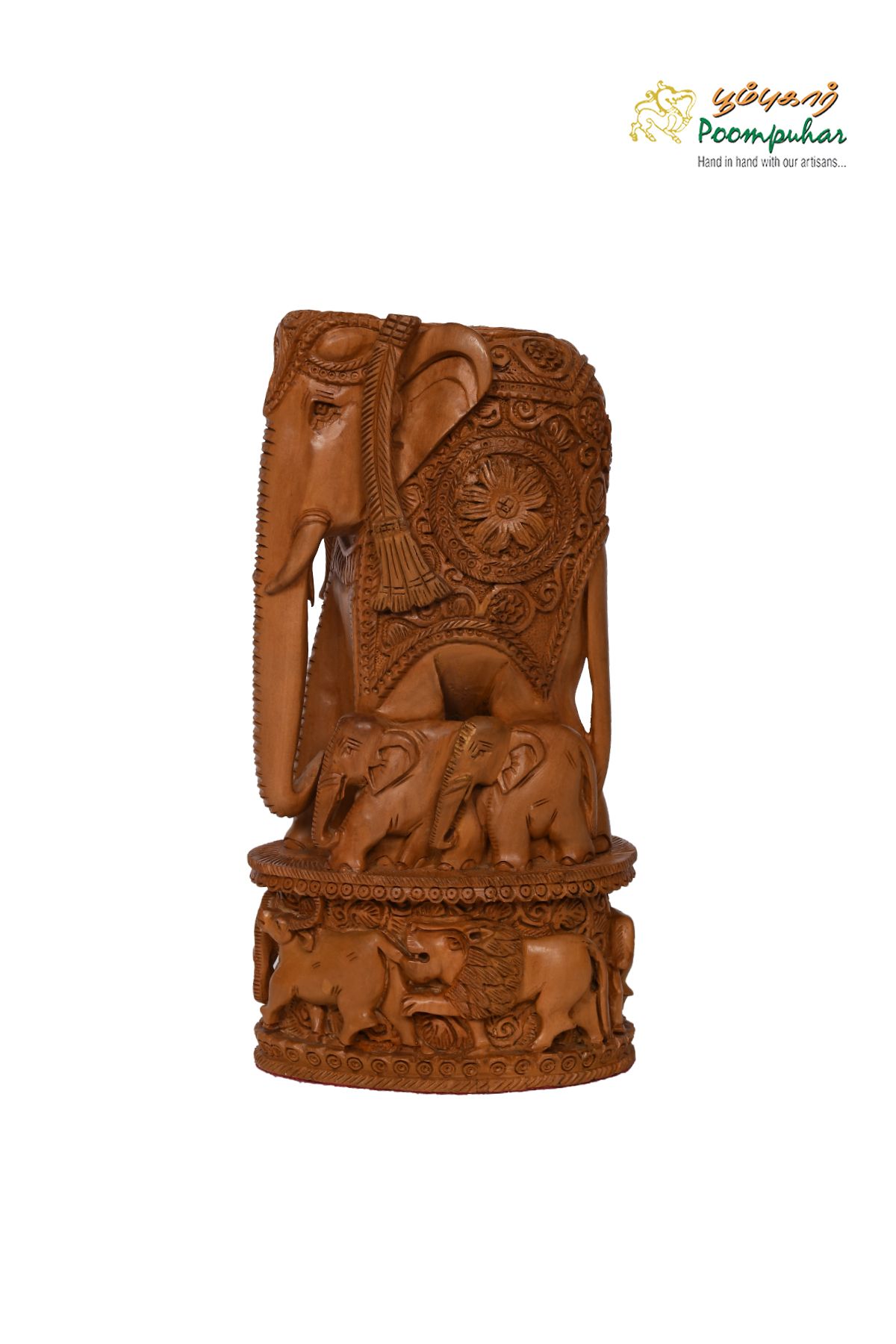 SANDALWOOD 10 INCH ELEPHANT WITH BABY