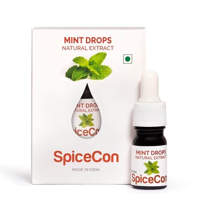 SpiceCon Mint Drops | Mint Natural Extract | Gluten Free | Sugar Free| No Additives | No Preservatives | Vegan Product | 5 ML (180 Drops)