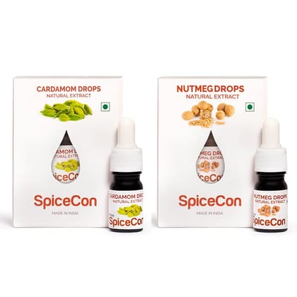 SpiceCon Natural Extract | Vegan Product | No Artificial Colour | Natural and Pure | Extract Combo Set (Cardamom and Nutmeg) | 5 ML (180 Drops)