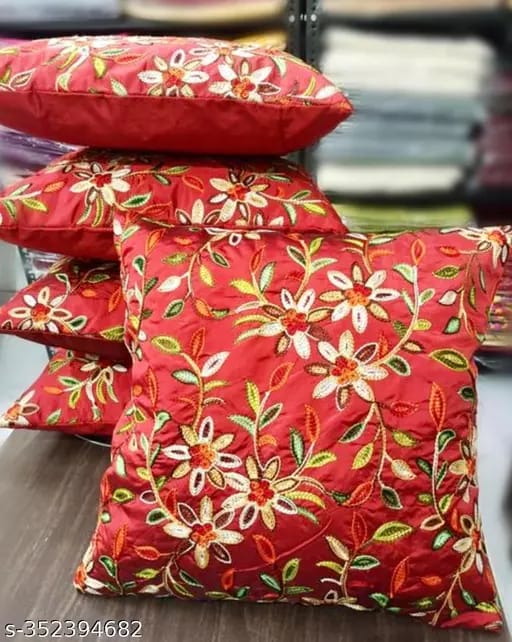 Balley High Quality KashmiriEmb Flower Pack of 5 16×16-Inch Cushion Covers for Luxurious Comfort and Décor 16x16 inches - Flowers | Buy online on ZillyBuy