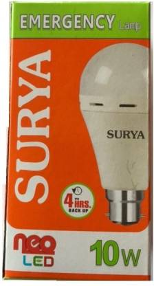 SURYA EMERGENCY LED LAMP 10W B22 COOL WHITE 4 hrs Bulb Emergency Light  (White)