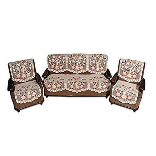 G-Trading Hub Beautifully Designed 5 Seater Sofa Cover Set Net Fabric Sofa Cover for Living Room