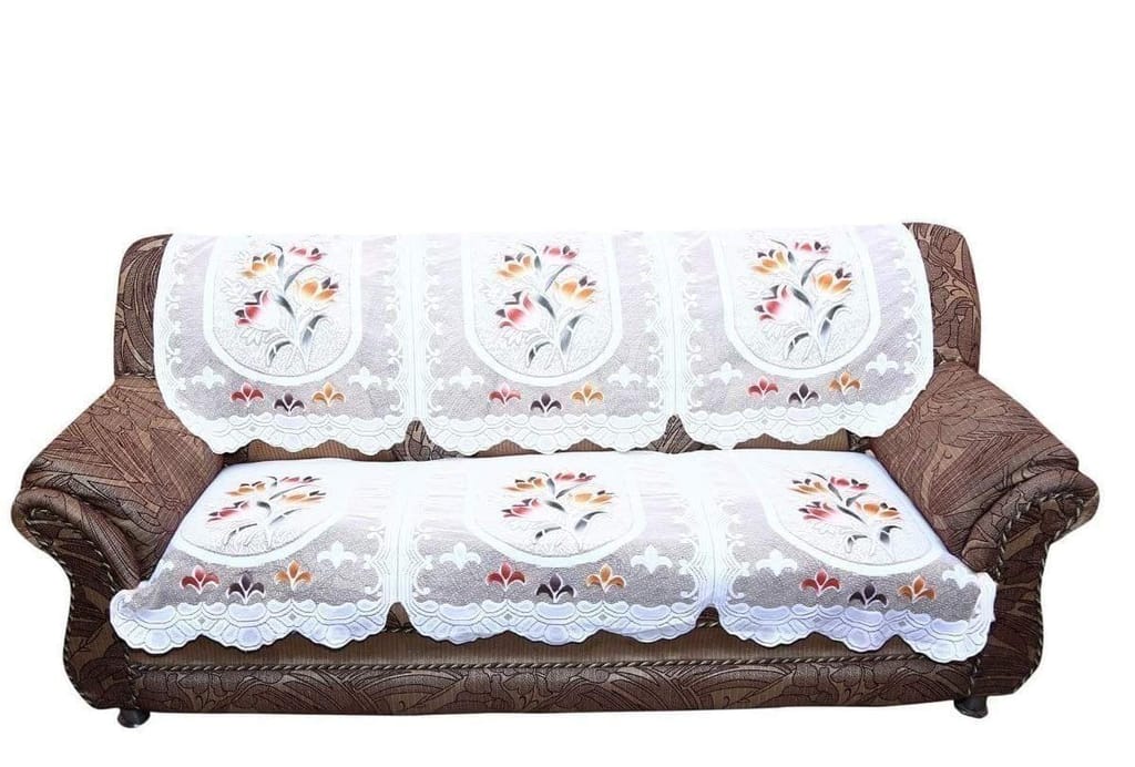 G-Trading Hub Beautifully Designed 3 Seater Sofa Cover Set Net Fabric Sofa Cover for Living Room