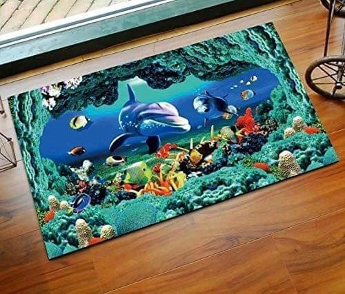 G-Trading Hub Soft Rubber Anti-Skid 3D Digital Printed Door mat for Home/Office/Bathroom/Kitchen Pack of 1 Piece 40 x 60 cms-Multicolor
