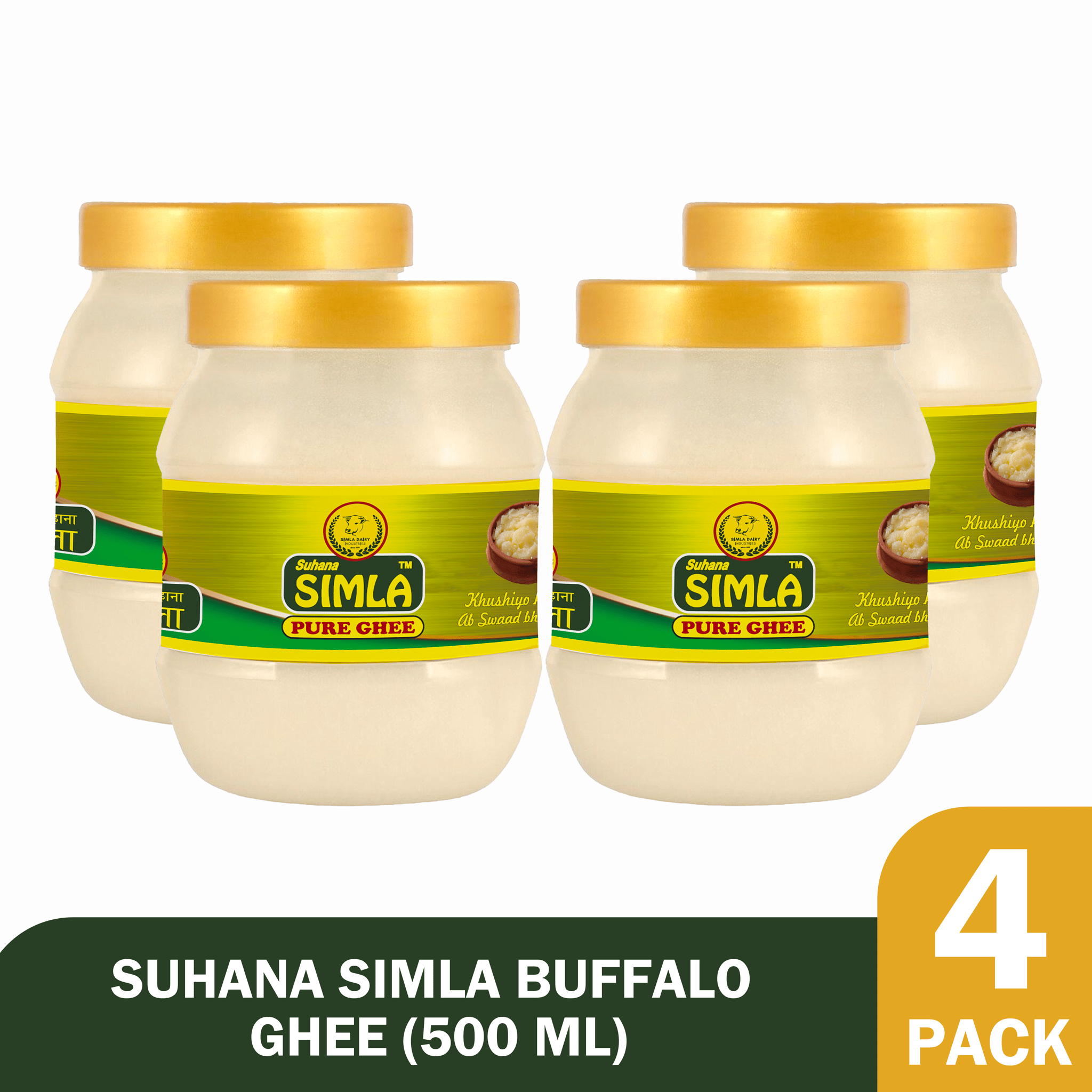 Suhana Simla Pure Buffalo Ghee 500ml Jar (Pack of 4)