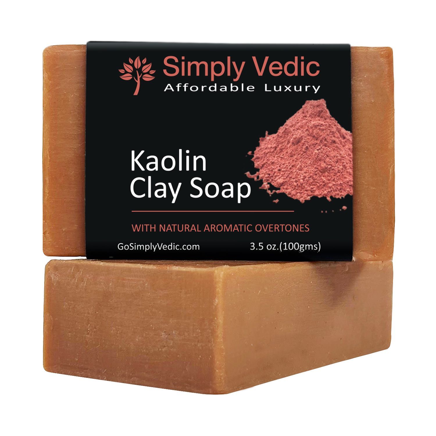 Simply Vedic Kaolin Clay Soap Bar For Body, Hand, Face. 100% Vegan Cold Pressed With Coconut Oil, Hand-Made.