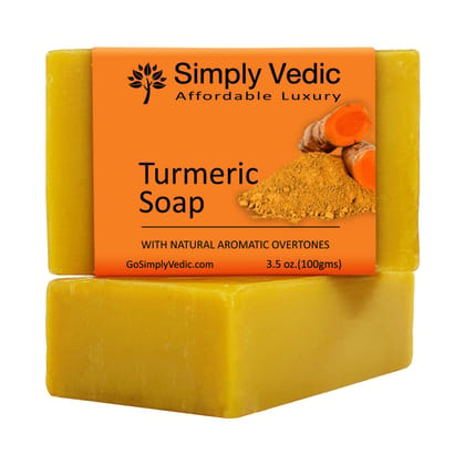 Simply Vedic Turmeric Soap Bar For Body, Hand, Face. 100% Vegan Cold Pressed With Coconut Oil, Hand-Made.